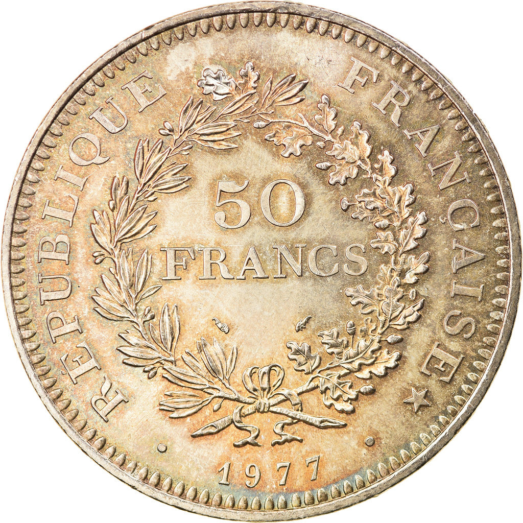 Coin, France, Hercule, 50 Francs, 1977, Paris, MS(60-62), Silver, KM:941.1