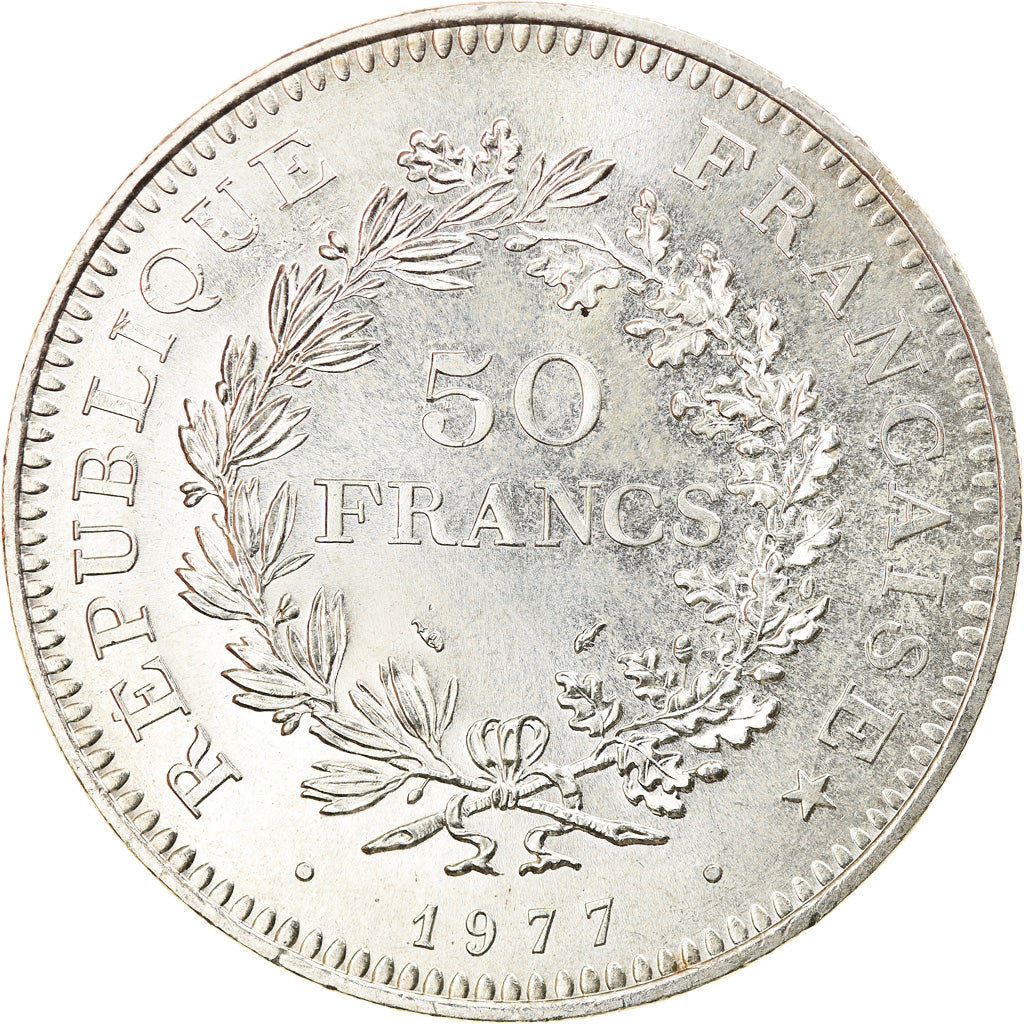 Coin, France, Hercule, 50 Francs, 1977, Paris, MS(63), Silver, KM:941.1