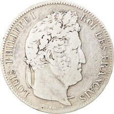 Moneta, Francia, Louis-Philippe, 5 Francs, 1837, Rouen, MB, Argento, KM:749.2