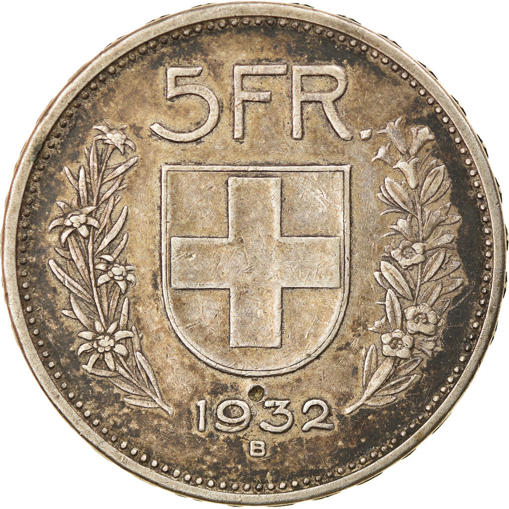 Coin, Switzerland, 5 Francs, 1932, Bern, EF(40-45), Silver, KM:40