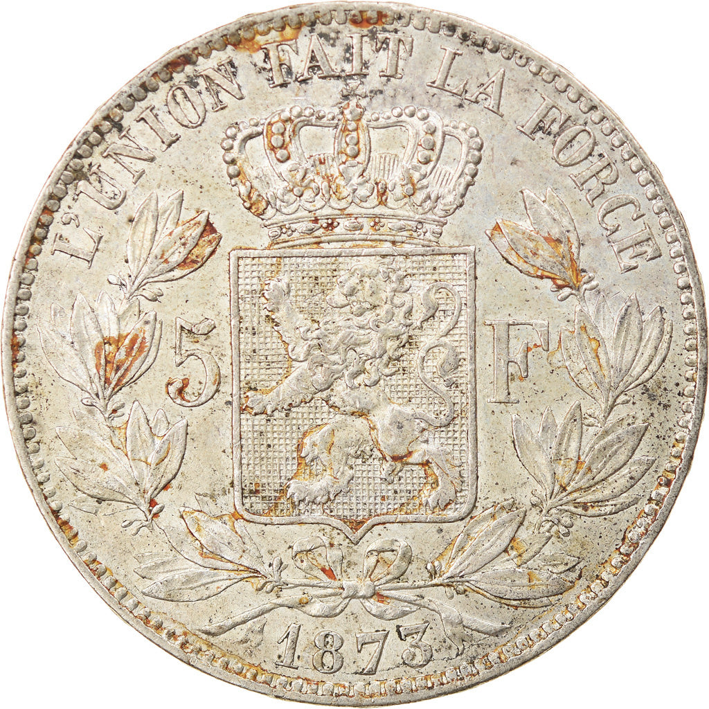 Moneta, Belgio, Leopold II, 5 Francs, 5 Frank, 1873, BB+, Argento, KM:24
