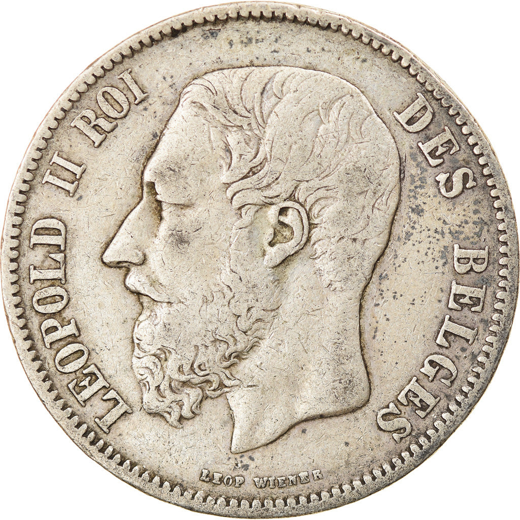 Coin, Belgium, Leopold II, 5 Francs, 5 Frank, 1869, VF(30-35), Silver, KM:24