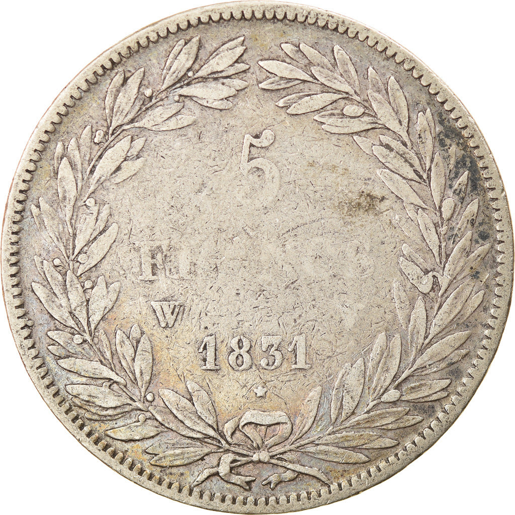 Coin, France, Louis-Philippe, 5 Francs, 1831, Lille, VF(20-25), Silver