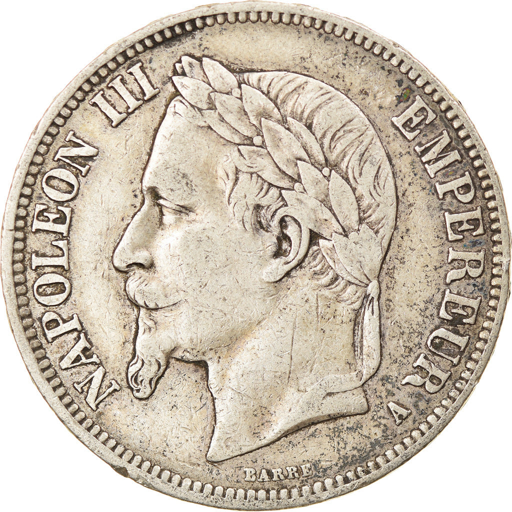 Moneta, Francia, Napoleon III, Napoléon III, 5 Francs, 1867, Paris, MB+