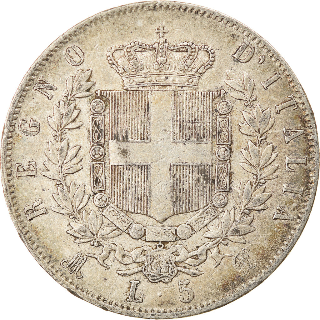 Coin, Italy, Vittorio Emanuele II, 5 Lire, 1874, Milan, EF(40-45), Silver