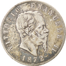 Coin, Italy, Vittorio Emanuele II, 5 Lire, 1872, Milan, VF(20-25), Silver