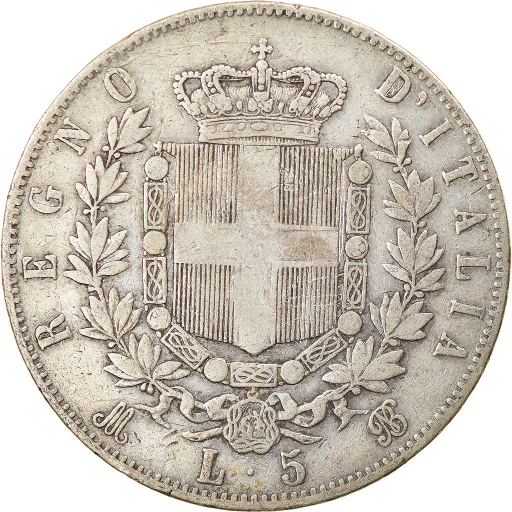 Coin, Italy, Vittorio Emanuele II, 5 Lire, 1872, Milan, VF(20-25), Silver