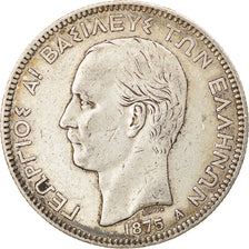 Coin, Greece, George I, 5 Drachmai, 1875, Paris, VF(30-35), Silver, KM:46