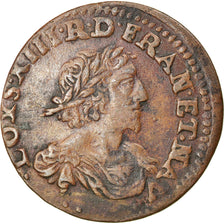 Coin, France, Louis XIII, Double Tournois, 1638, Vallée du Rhône, EF(40-45)