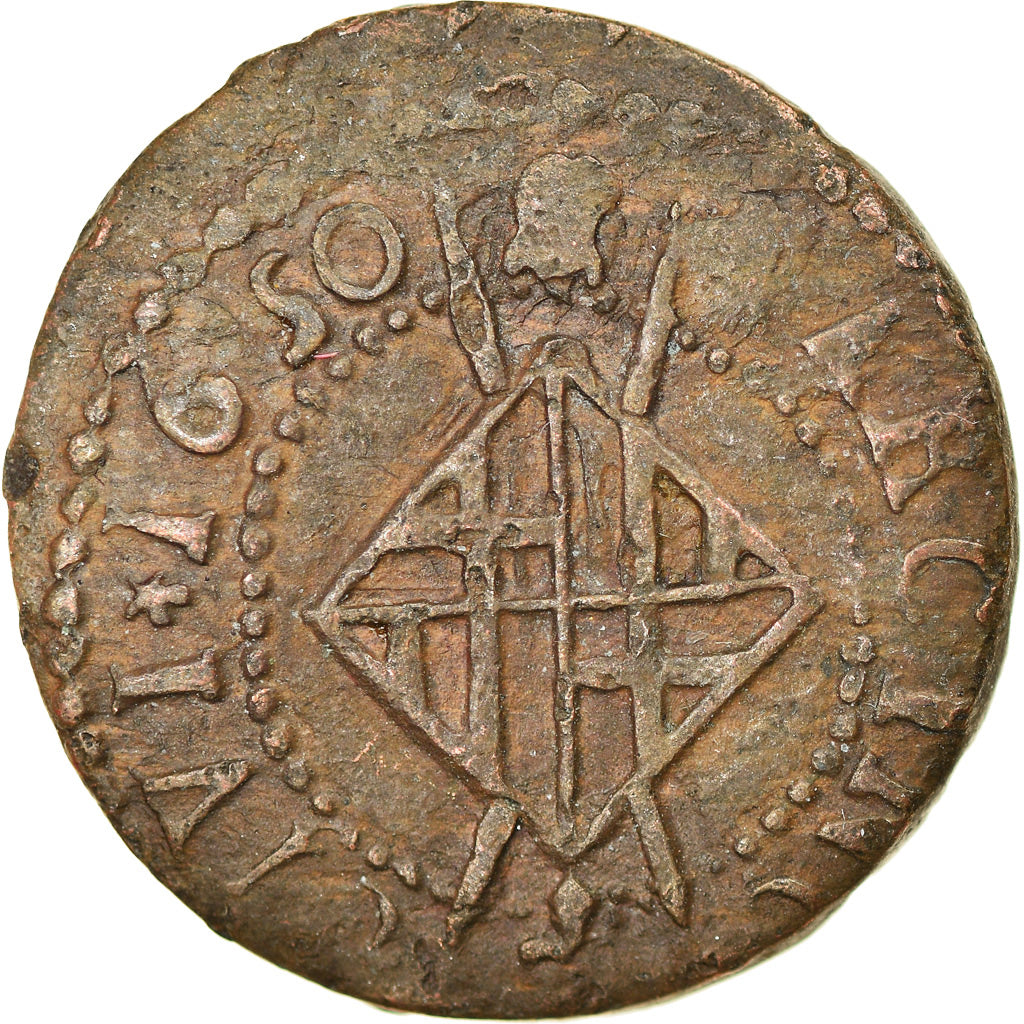 Coin, France, Louis XIV, Seizain, 1650, Barcelone, EF(40-45), Copper