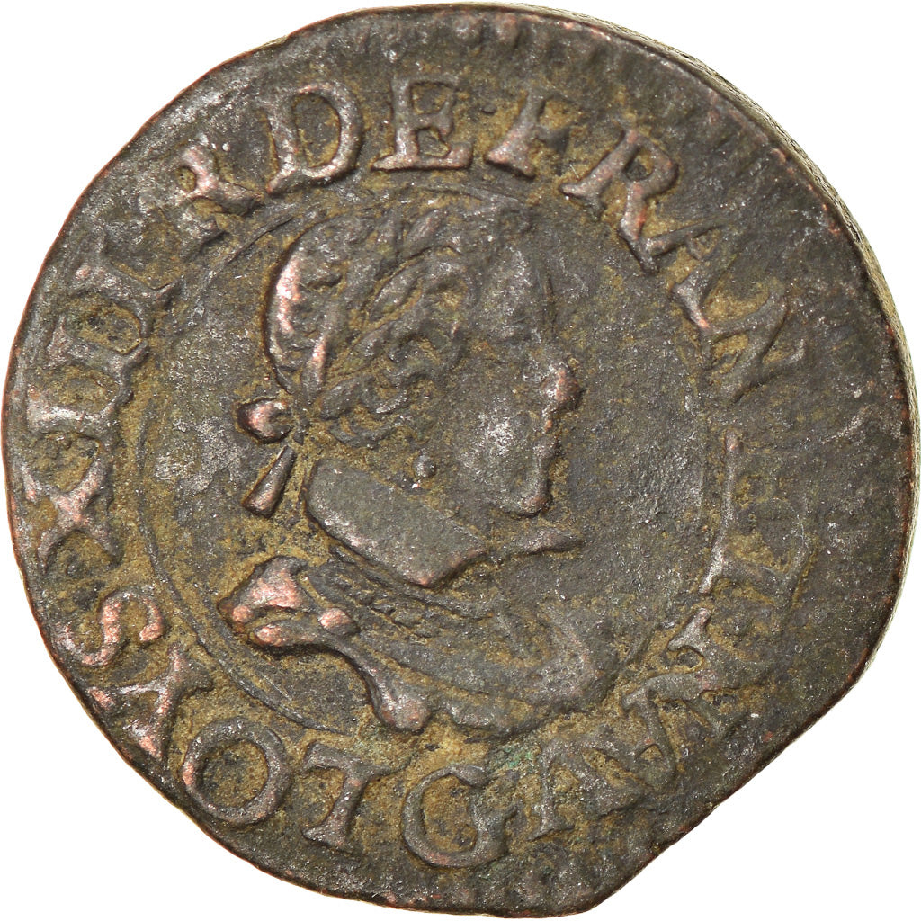 Monnaie, France, Louis XIII, Double tournois, buste enfantin, Double Tournois