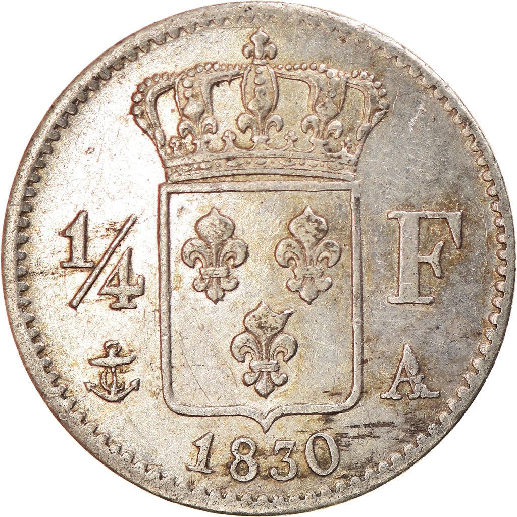 Coin, France, Charles X, 1/4 Franc, 1830, Paris, AU(50-53), Silver, KM:722.1