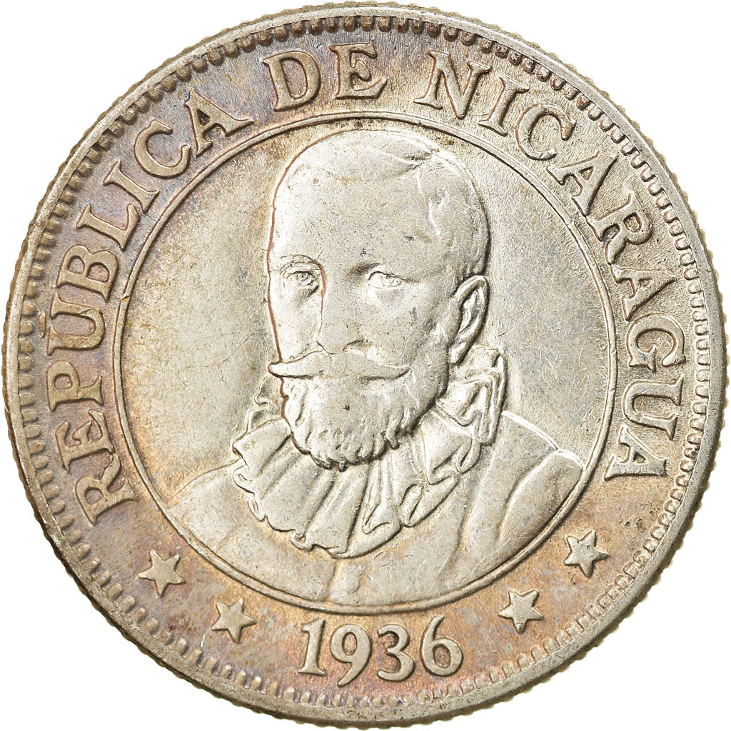 Moneda, Nicaragua, 10 Centavos, 1936, Heaton, MBC+, Plata, KM:13