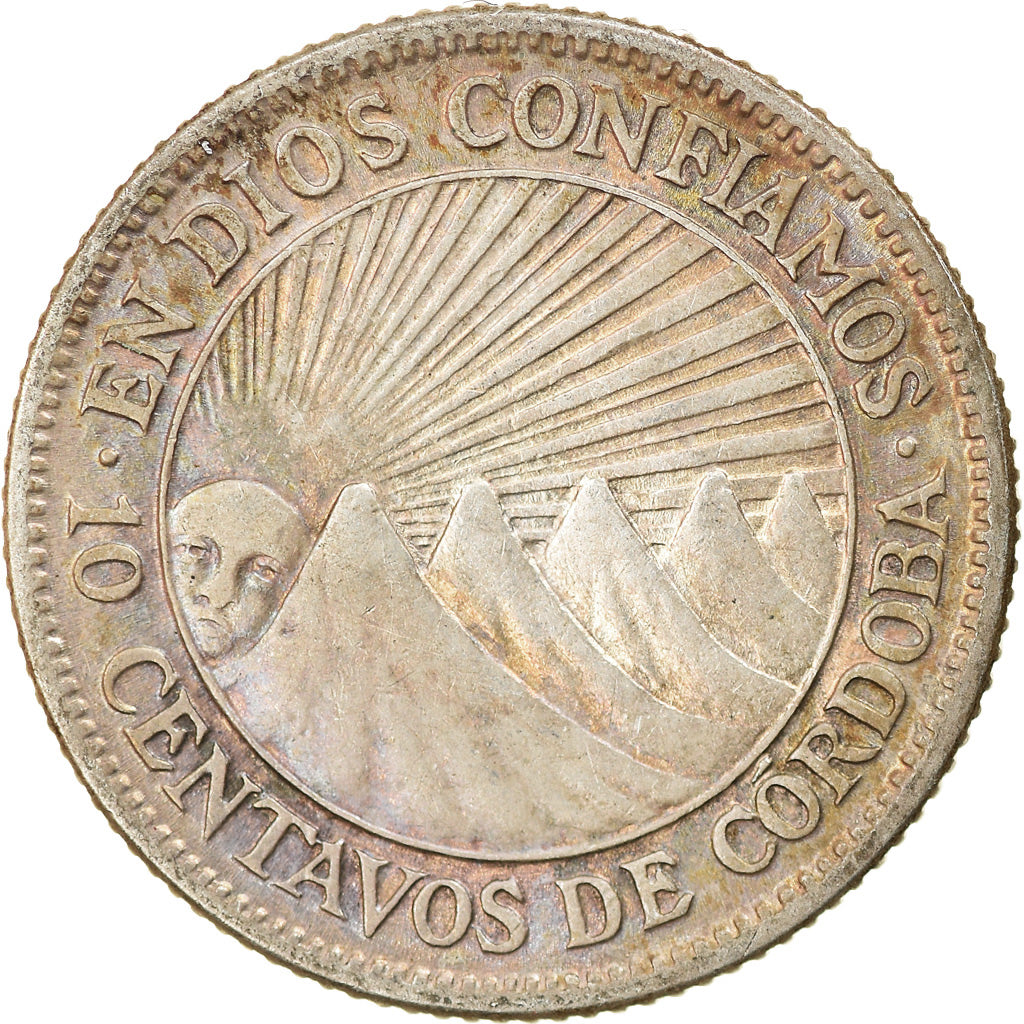 Moneda, Nicaragua, 10 Centavos, 1936, Heaton, MBC+, Plata, KM:13