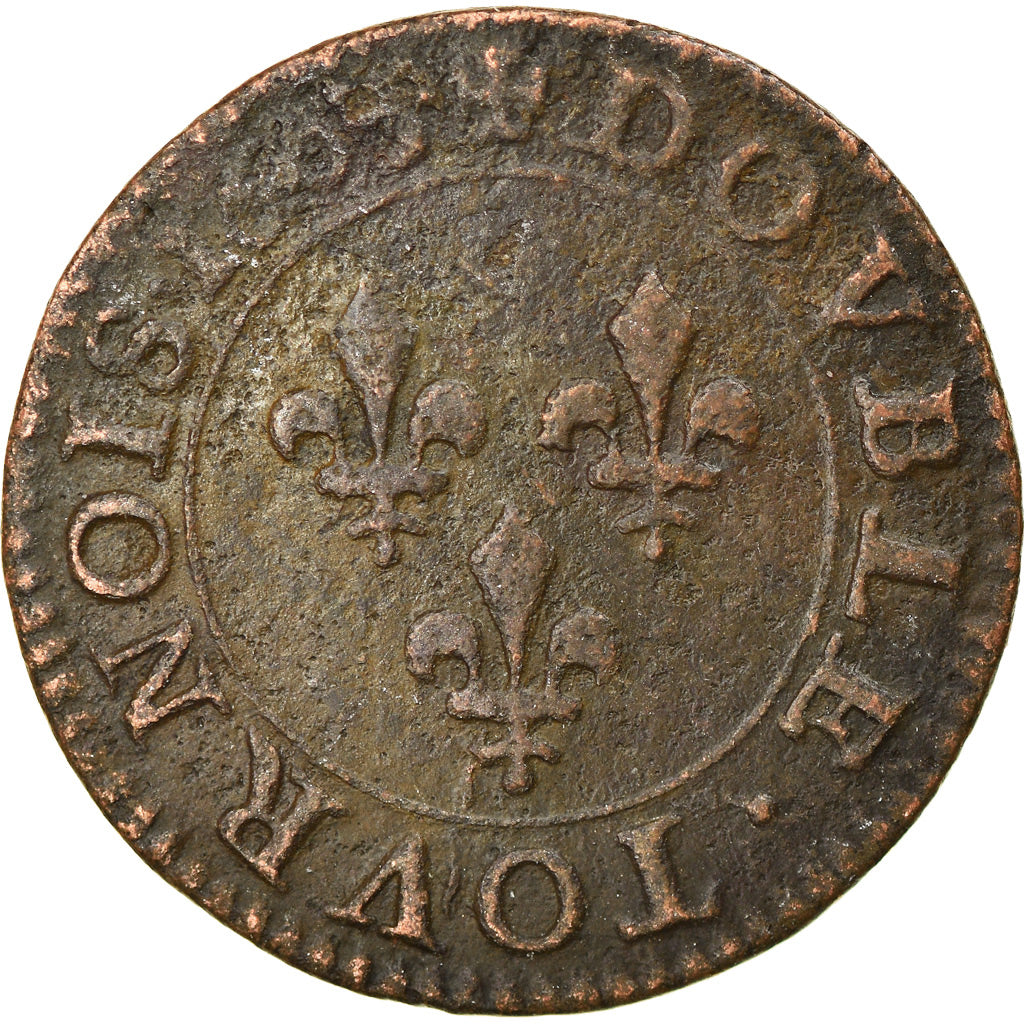 Moneda, Francia, Henri IV, Double Tournois, 1609, Paris, MBC, Cobre, CGKL:222