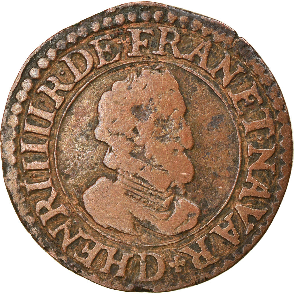 Münze, Frankreich, Henri IV, Double Tournois, 1610, Lyon, S, Kupfer, CGKL:204