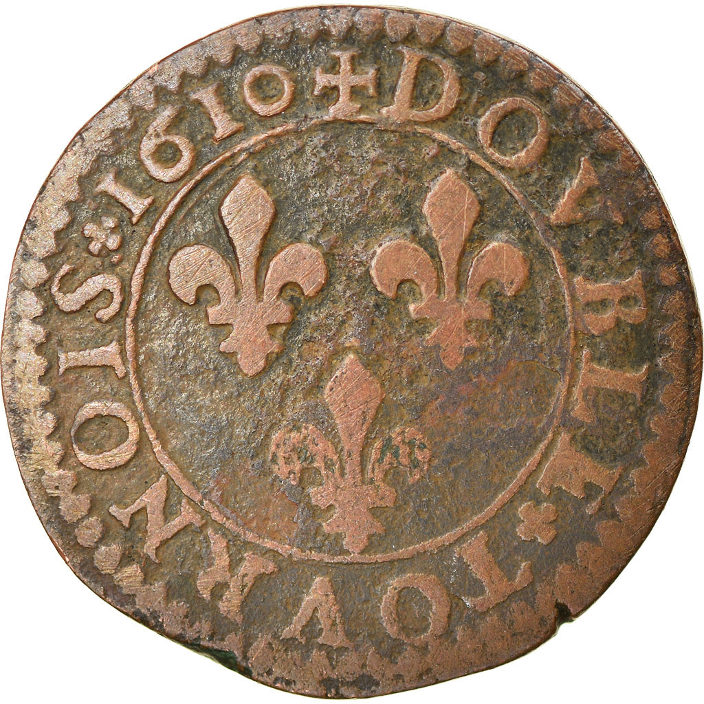 Münze, Frankreich, Henri IV, Double Tournois, 1610, Lyon, S, Kupfer, CGKL:204