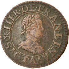 Moneta, Francia, Louis XIII, Double Tournois, 1616, Paris, MB+, Rame, CGKL:386