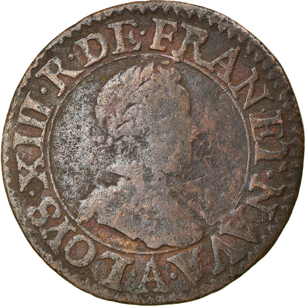 Münze, Frankreich, Louis XIII, Double Tournois, 1612, Paris, S, Kupfer