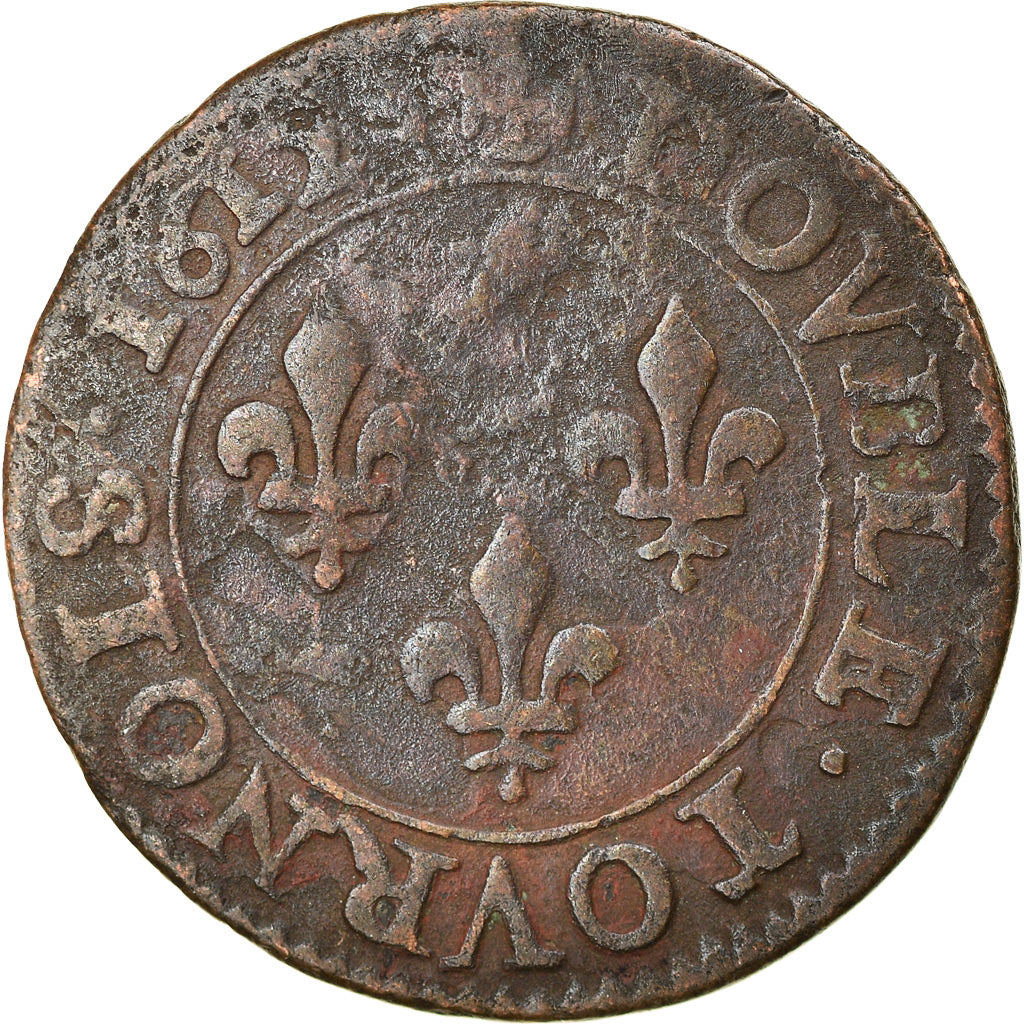 Münze, Frankreich, Louis XIII, Double Tournois, 1612, Paris, S, Kupfer