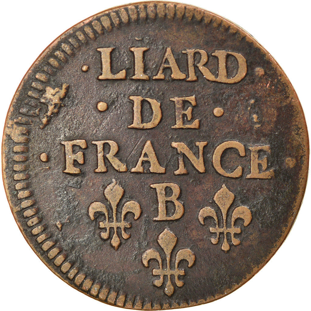 Moeda, França, Louis XIV, Liard de France au buste juvénile, deuxième type