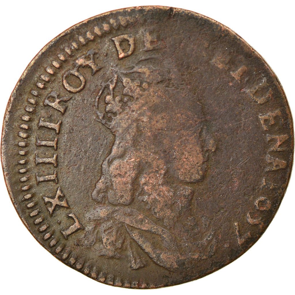 Coin, France, Louis XIV, Liard de France au buste juvénile, 1657, Poitiers