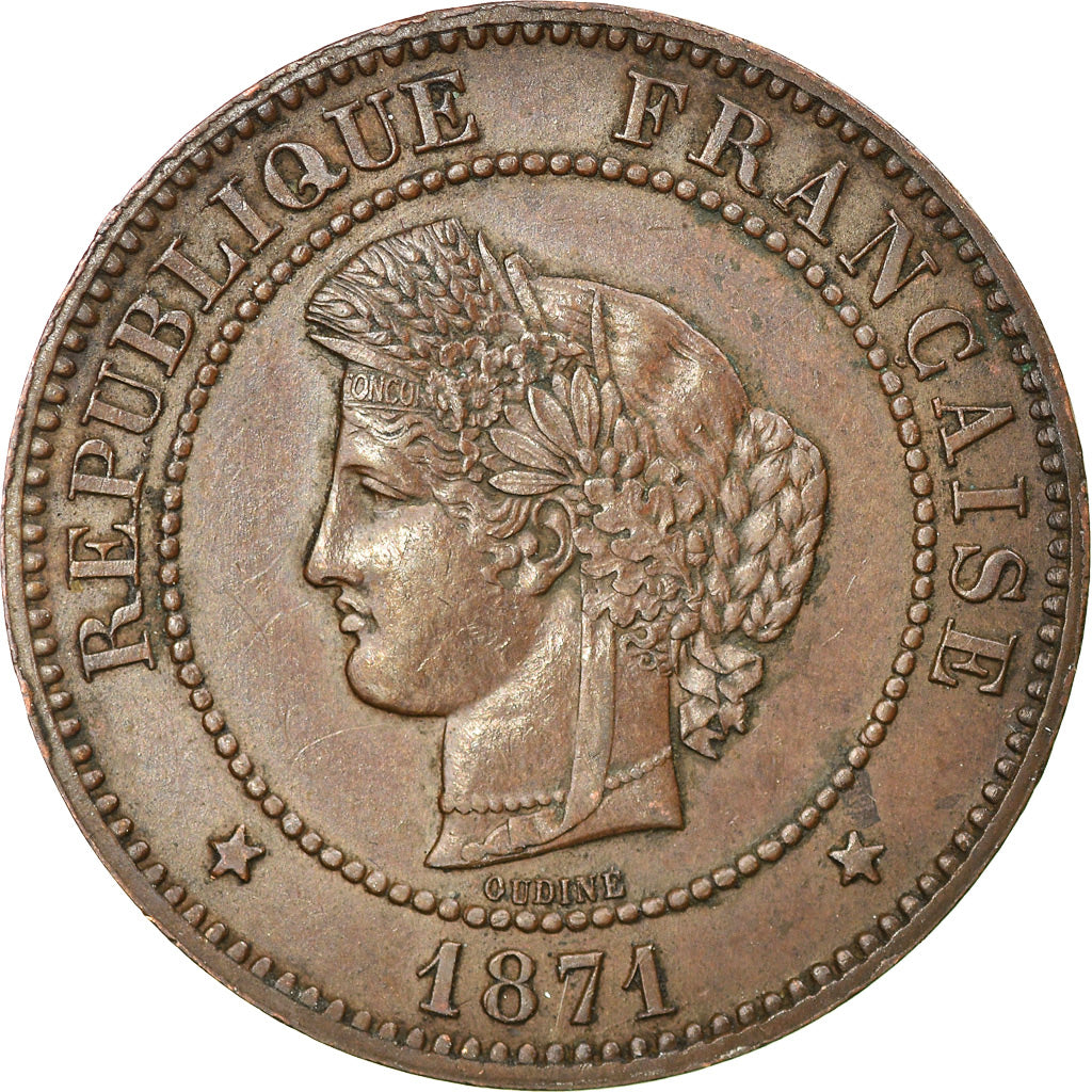 Münze, Frankreich, Cérès, 5 Centimes, 1871, Paris, VZ, Bronze, KM:821.1