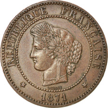 Coin, France, Cérès, 5 Centimes, 1871, Paris, AU(55-58), Bronze, KM:821.1