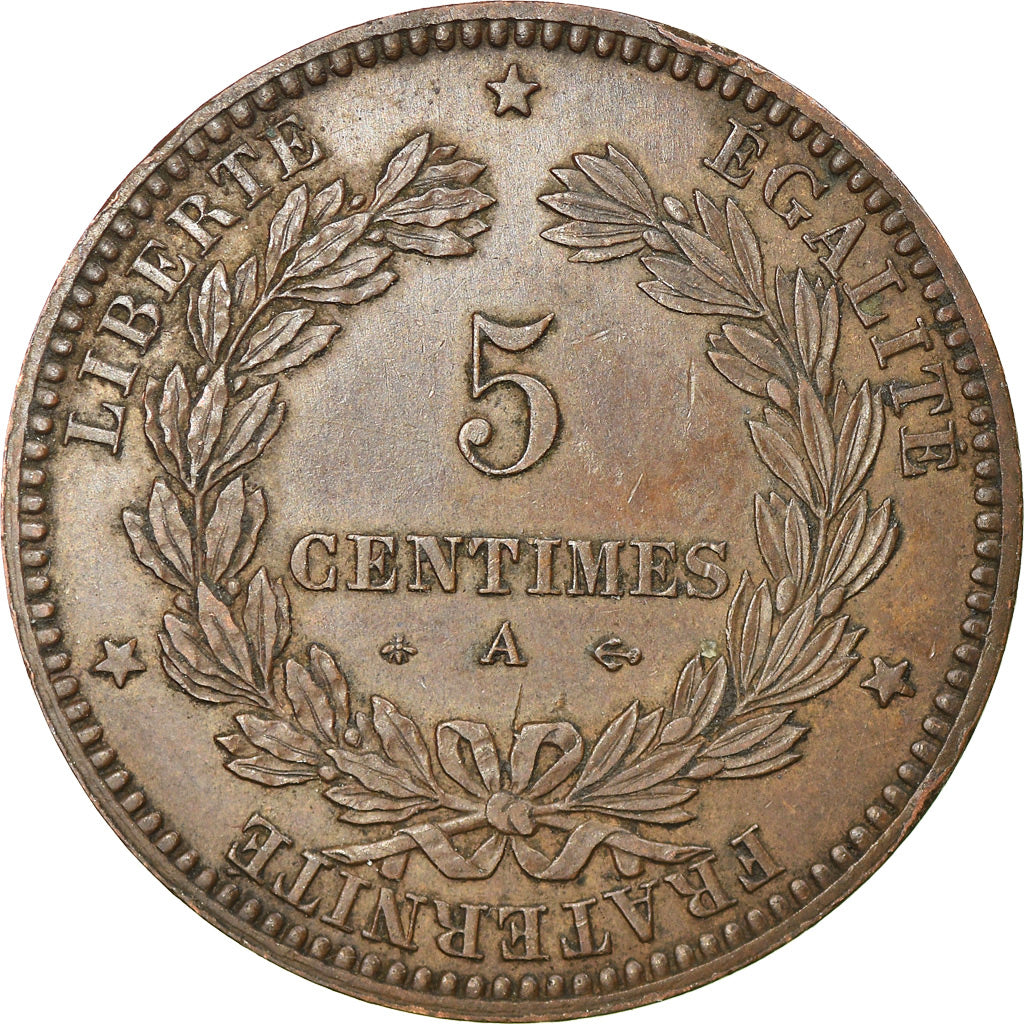 Münze, Frankreich, Cérès, 5 Centimes, 1871, Paris, VZ, Bronze, KM:821.1