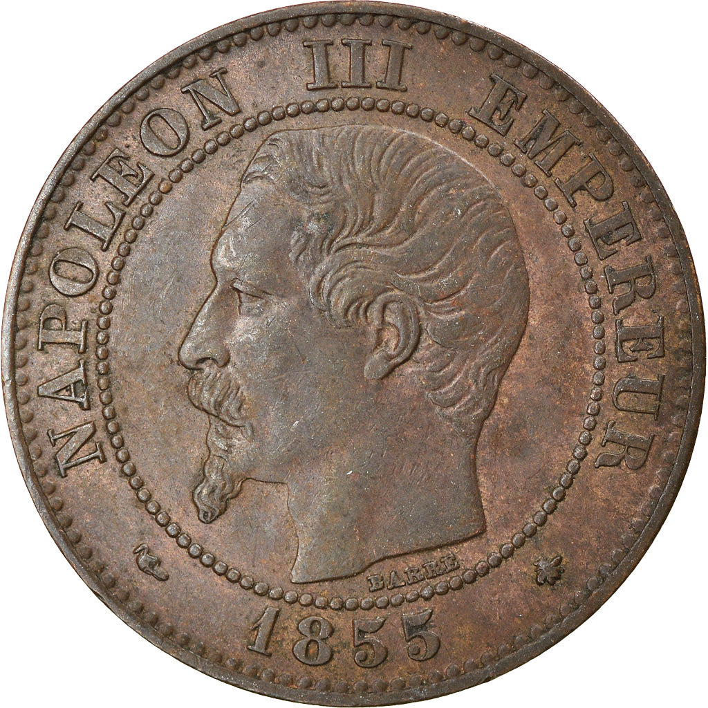 Munten, Frankrijk, Napoleon III, 2 Centimes, 1855, Strasbourg, ZF+