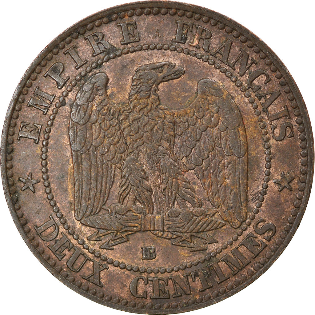 Munten, Frankrijk, Napoleon III, 2 Centimes, 1855, Strasbourg, ZF+