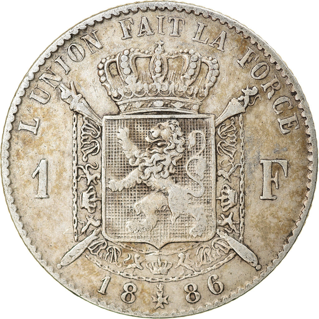 Coin, Belgium, Leopold II, Franc, 1886, EF(40-45), Silver, KM:28.1