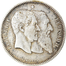 Munten, België, Leopold II, Franc, 1880, ZF, Zilver, KM:38