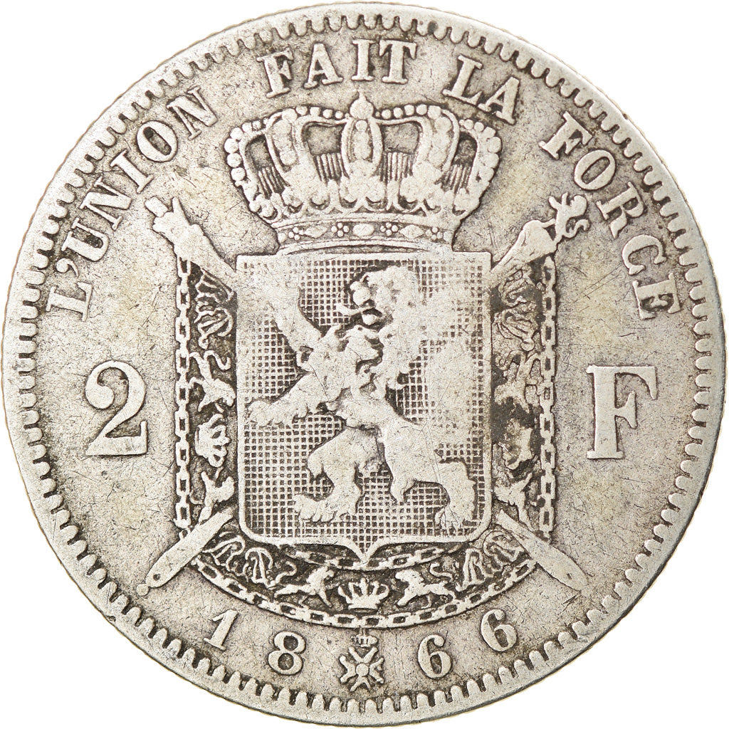 Monnaie, Belgique, Leopold II, 2 Francs, 2 Frank, 1866, TB, Argent, KM:30.1