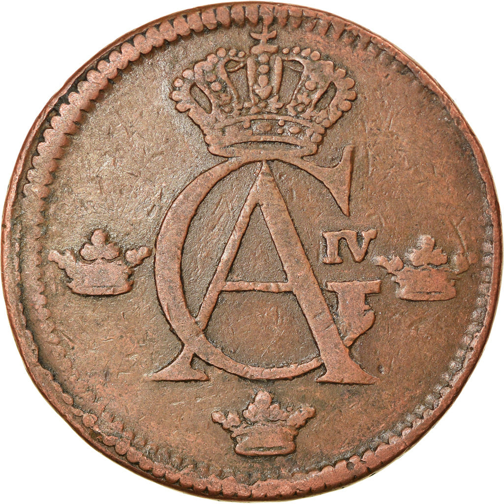 Moneta, Svezia, Gustaf IV Adolf, 1/2 Skilling, 1802, MB+, Rame, KM:565