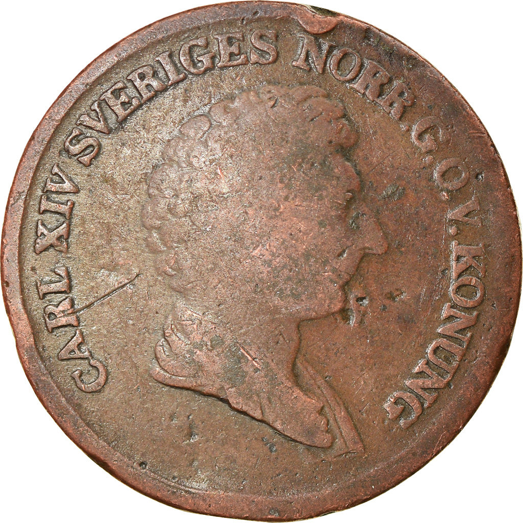 Coin, Sweden, Carl XIV Johan, 2/3 Skilling, 1836, VF(20-25), Copper, KM:641