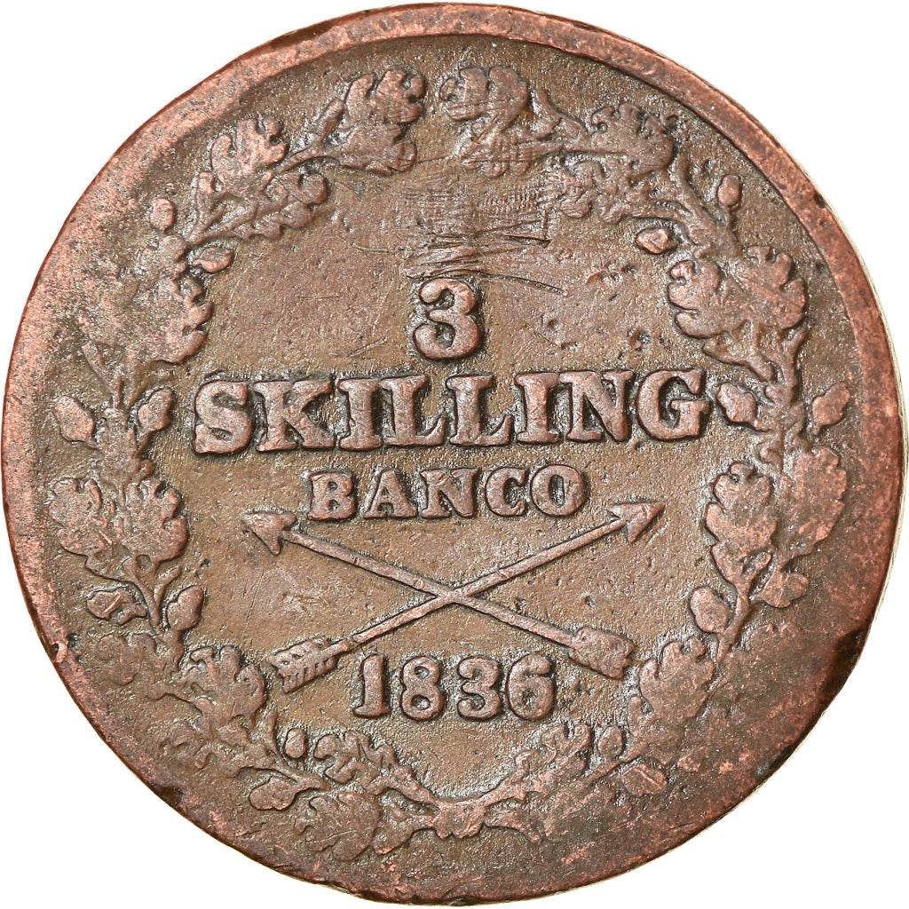 Coin, Sweden, Carl XIV Johan, 2/3 Skilling, 1836, VF(20-25), Copper, KM:641