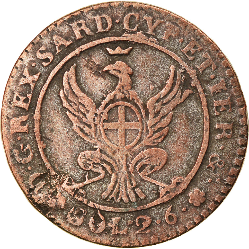 Munten, Italiaanse staten, SARDINIA, Vittorio Emanuele I, 2.6 Soldi, 1815