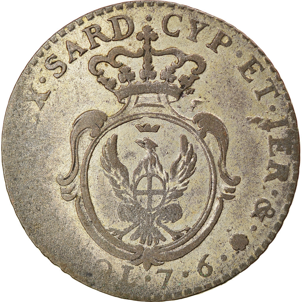 Moneda, Estados italianos, SARDINIA, Carlo Emanuele IV, 7.6 Soldi, 1800, Torino
