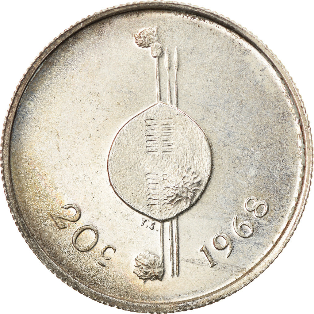Monnaie, Swaziland, Sobhuza II, 20 Cents, 1968, SUP+, Argent, KM:3
