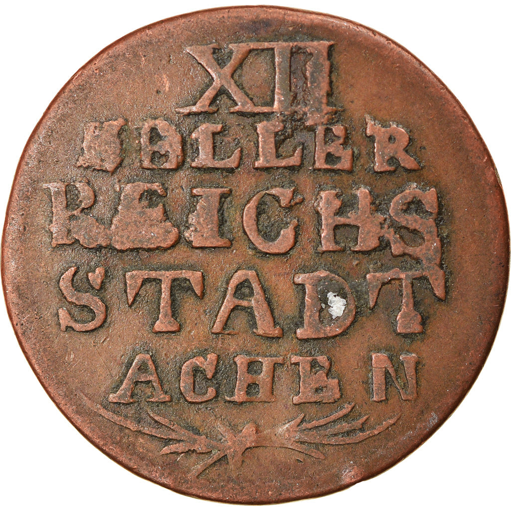 Coin, German States, AACHEN, 12 Heller, 1792, VF(20-25), Copper, KM:51