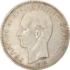 Coin, Greece, George I, 5 Drachmai, 1876, Paris, VF(30-35), Silver, KM:46