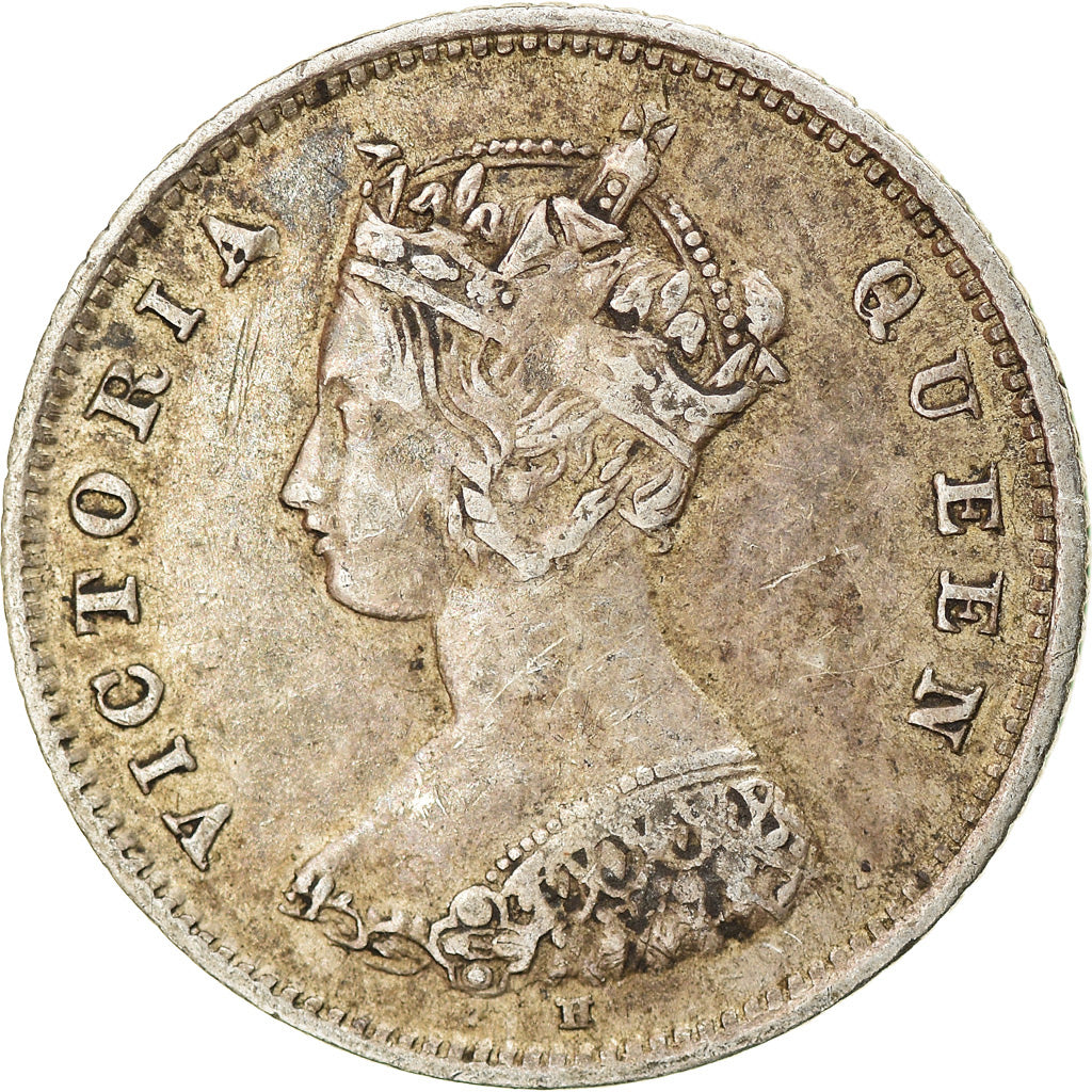 Coin, Hong Kong, Victoria, 10 Cents, 1876, Heaton, EF(40-45), Silver, KM:6.3