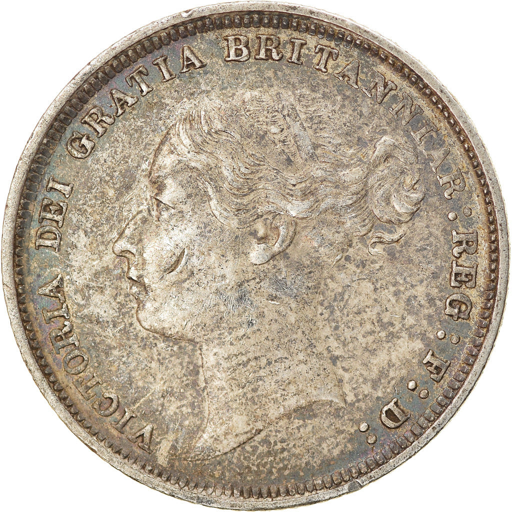 Coin, Great Britain, Victoria, 6 Pence, 1884, AU(50-53), Silver, KM:757