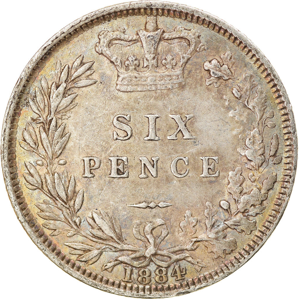 Coin, Great Britain, Victoria, 6 Pence, 1884, AU(50-53), Silver, KM:757