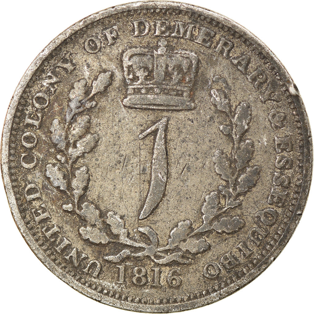 Moneda, Guyana, George III, Guilder, 1816, BC+, Plata, KM:13