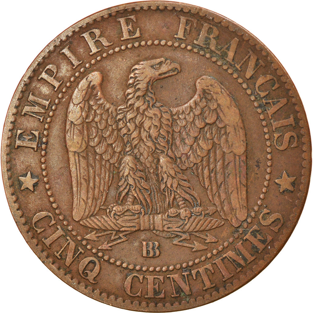Coin, France, Napoleon III, 5 Centimes, 1864, Strasbourg, EF(40-45), KM 797.2