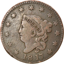 Coin, United States, Coronet Cent, Cent, 1817, U.S. Mint, Philadelphia