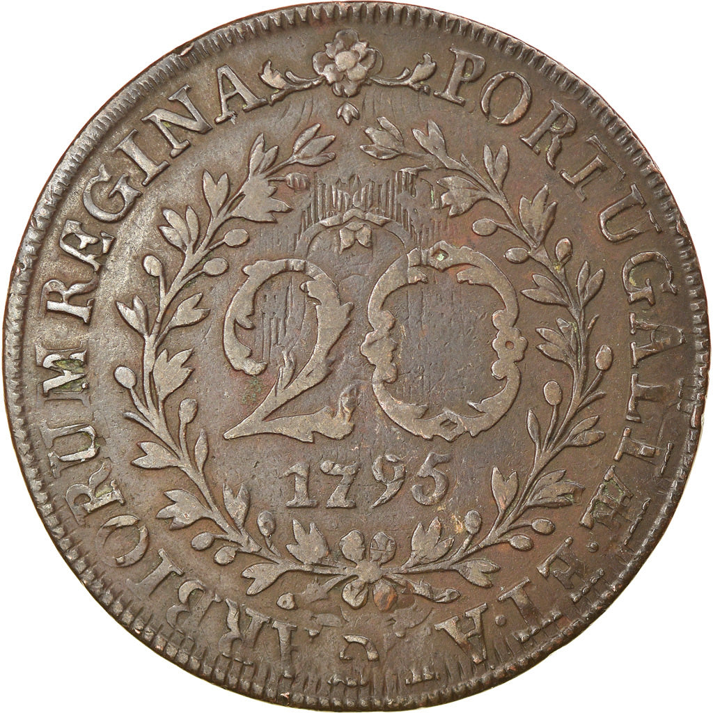 Coin, Azores, Maria I, 20 Reis, 1795, VF(30-35), Copper, KM:3