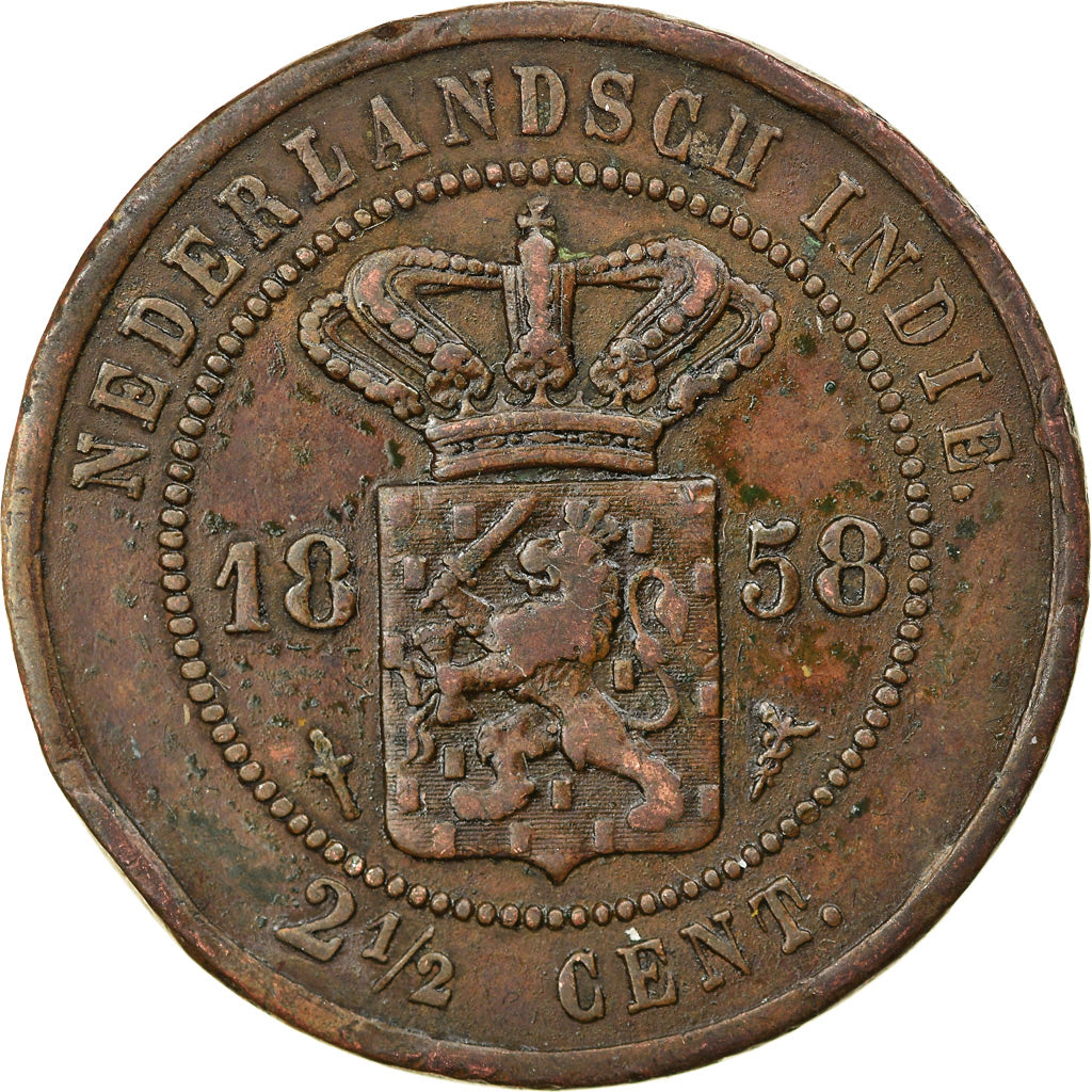 Coin, NETHERLANDS EAST INDIES, Wilhelmina I, 2-1/2 Cents, 1858, Utrecht